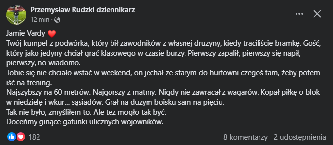 WPIS Przemysława Rudzkiego nt. Jamie'ego Vardy'ego xD